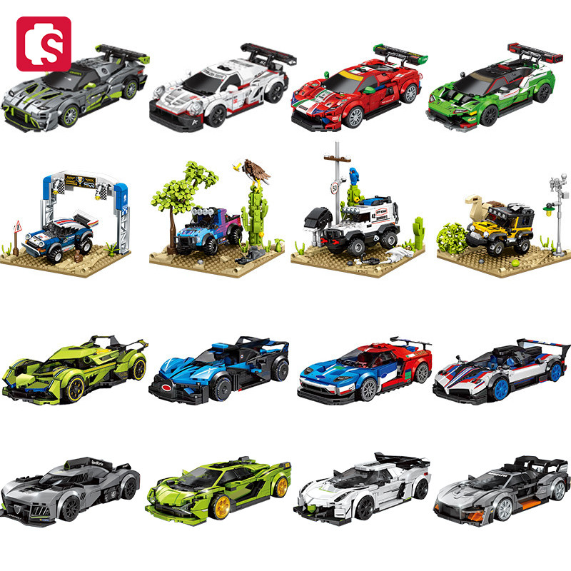 Model Kit Lamborghini - SEMBO Sportwagen-Bausteine, MOC-Rennfahrzeugmodelle, Geländewagen-Montagesteine, Auto-Baukasten für