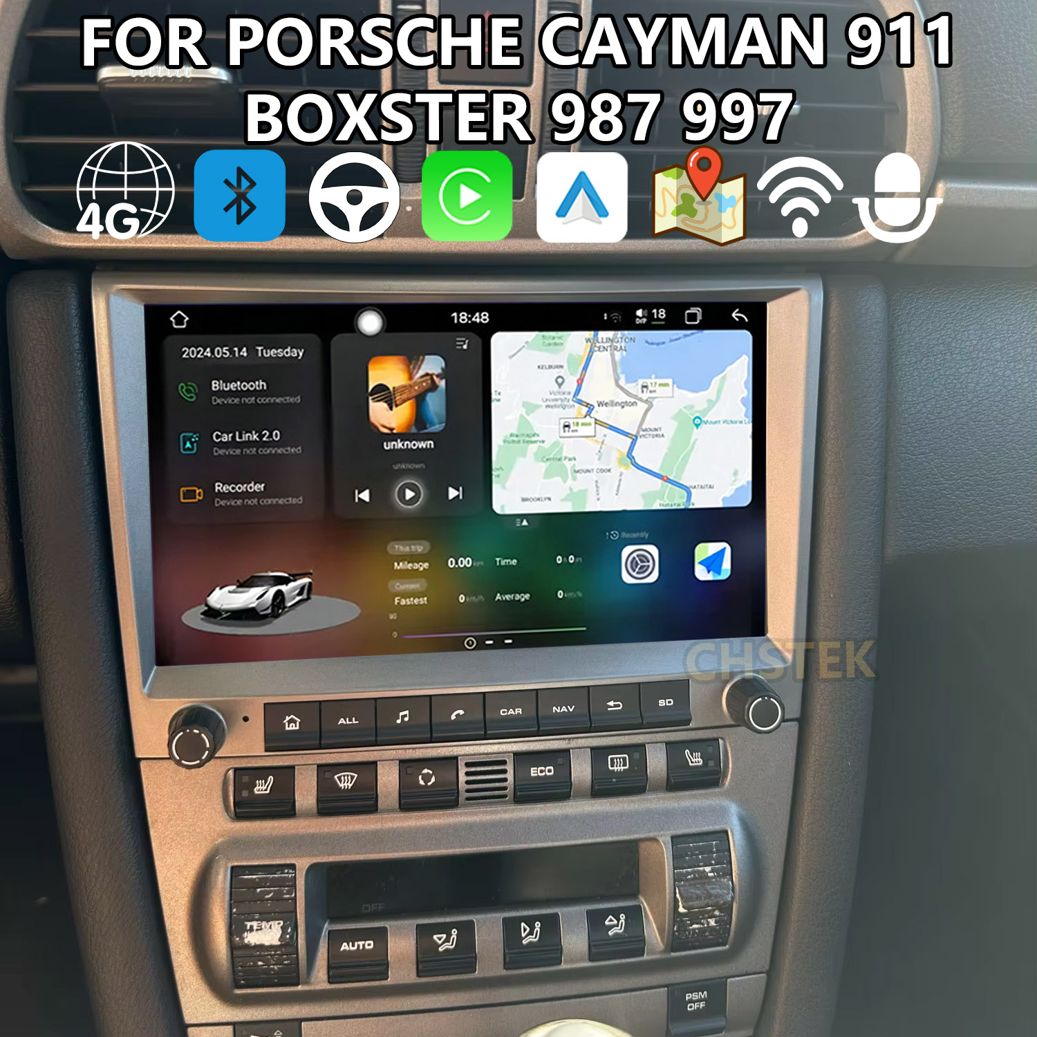 Model Kit Porsche 911 - CHSTEK Auto-Carplay-Navigation für Porsche 911 997